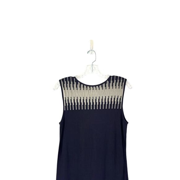 Nic + Zoe Blue White Office Business Stretch Sleeveless Shift‎ Dress Size Medium - Picture 6 of 10
